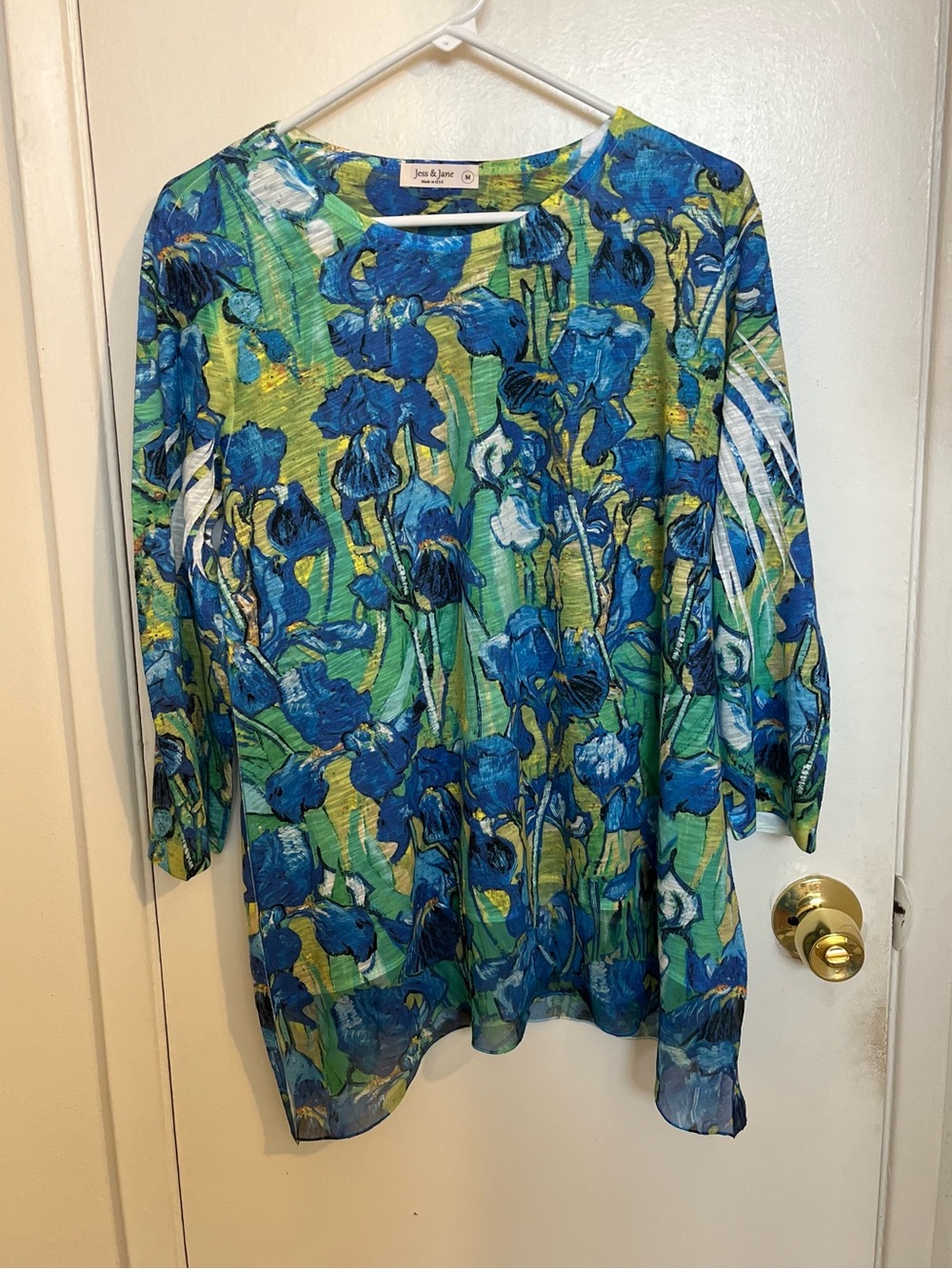 Jess & Jane Blue & Green Floral Tunic Top